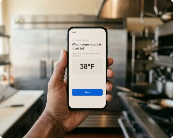 Phone showing the Kimari setup screen asking for the set temperature
